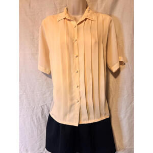 Vintage‎ La Blouse Women's Pleated Front Polyester Top Size 10